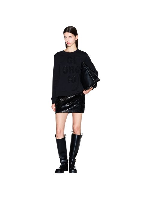 Sweatshirt with round neck and rhinestones ARMANI EXCHANGE | sweaters | XW000991 AF14284UC001